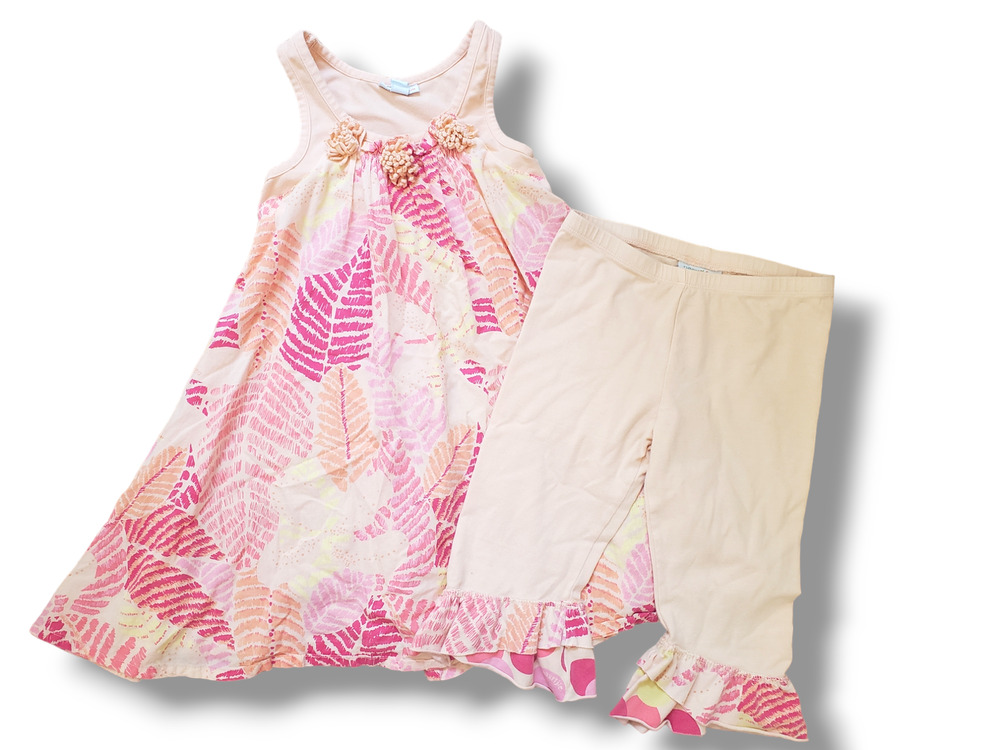 Naartjie 6 Tropical Dress Outfit Set Peach Pink Flowing